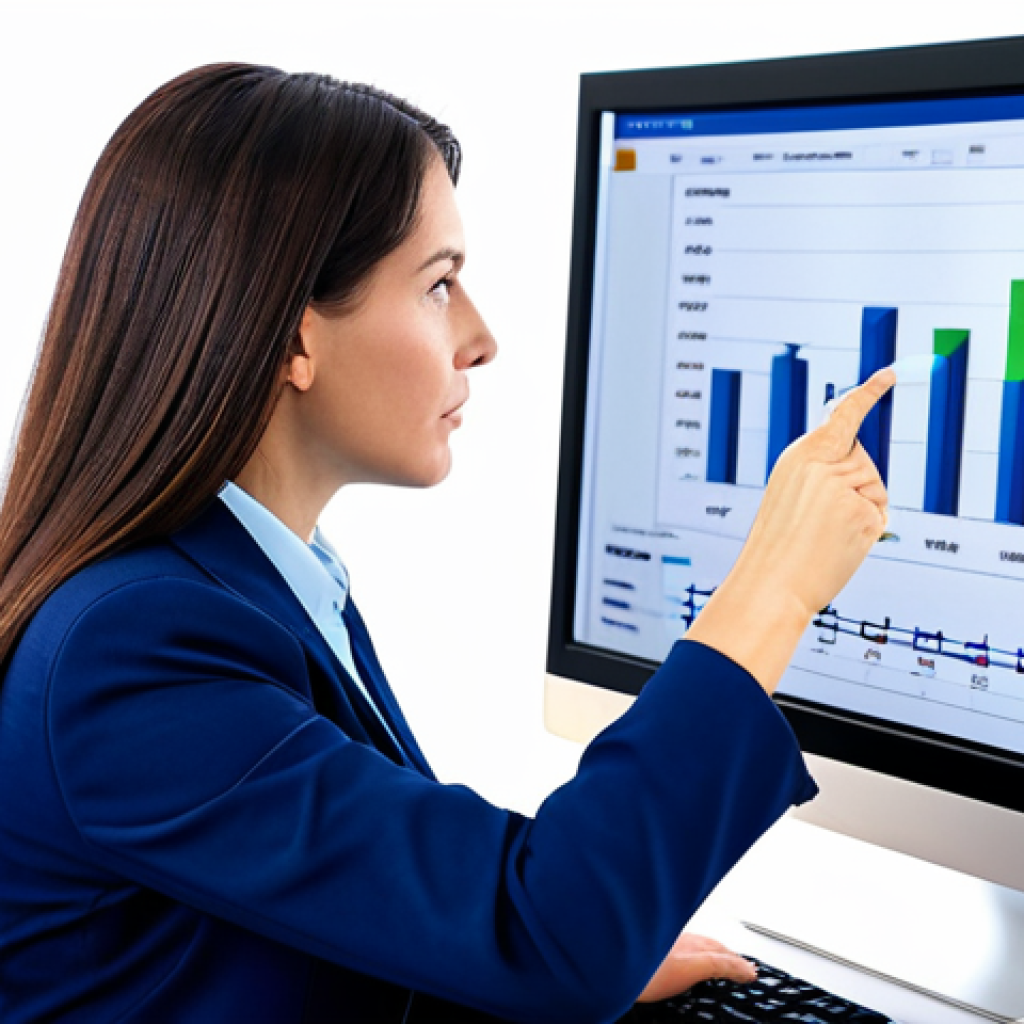 가치투자 필수 지식  DCF 분석 - Businesswoman Analyzing Financial Data**

A professional businesswoman in a modest navy blue busines...