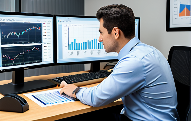 가치투자 필수 지식  DCF 분석 - Businesswoman Analyzing Financial Data**

A professional businesswoman in a modest navy blue busines...