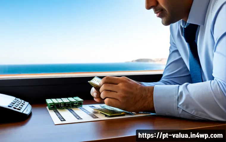 Home 17 가치투자와 기술 발전의 상관관계 - Photorealistic investment workspace in Lisbon, Portugal, showing a mature Portuguese investor though...