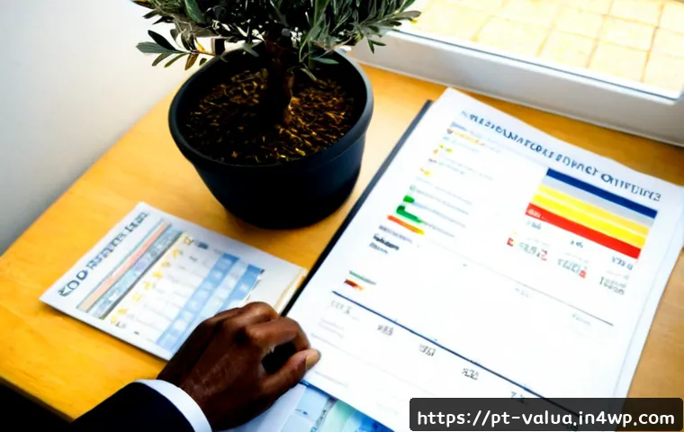 Home 17 가치투자 필터 어떤 요소를 고려해야 할까 - Photorealistic overhead view of a Portuguese value investor’s tidy home office desk, middle-aged pro...